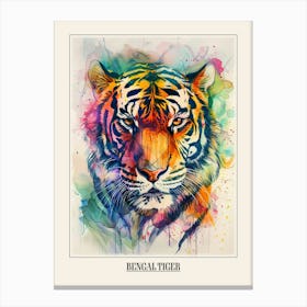 Bengal Tiger Colourful Watercolour 2 Poster Canvas Print