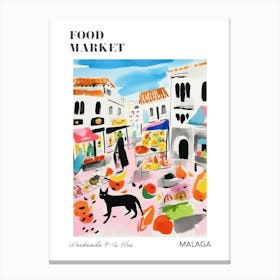 The Food Market In Malaga 1 Illustration Poster Canvas Print