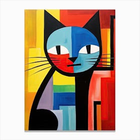 Paws of Abstraction: Cubist Minimalism with a Feline Twist Canvas Print