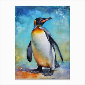 Galapagos Penguin Signy Island Colour Block Painting 4 Canvas Print