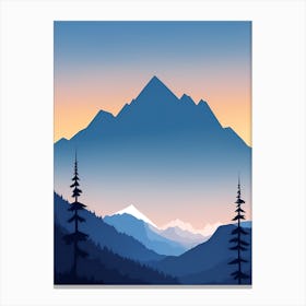 Misty Mountains Vertical Composition In Blue Tone 129 Canvas Print