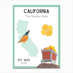 Golden State Of California Canvas Print