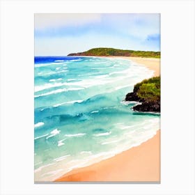 Fingal Head Beach 2, Australia Watercolour Canvas Print