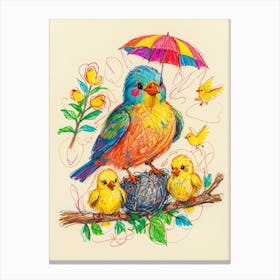 Birds On A Branch 1 Canvas Print