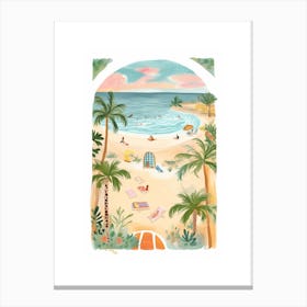 Window Beach Watercolour Illustration Painting Canvas Print