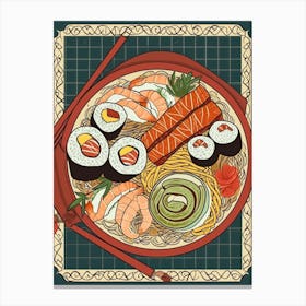 Sushi Platter On A Tiled Background 2 Canvas Print