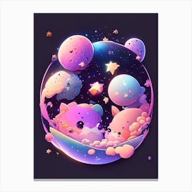 Galaxy Cluster Kawaii Kids Space Canvas Print