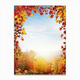 Bright Autumn Frame Encapsulating A Scene Of Seasonal Foliage Branches Laden With Various Hues Of R (3) Canvas Print