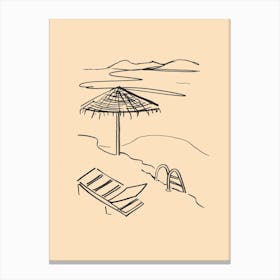 Get into the Water Rattan Beach Umbrella Swimming Sea Views Canvas Print