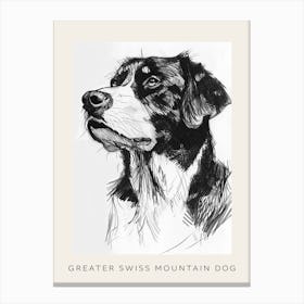 Greater Swiss Mountain Dog Line Sketch 3 Poster Canvas Print