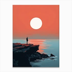 Sunset Over The Ocean, Minimalism Canvas Print