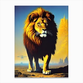 Lion In The Desert Canvas Print