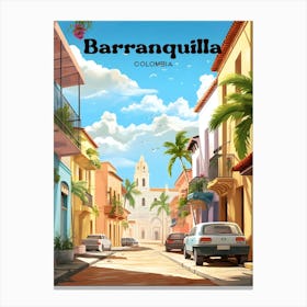 Barranquilla Columbia Street view Travel Illustration Canvas Print