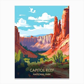 Capitol Reef National Park Travel Poster Illustration Style 1 Canvas Print