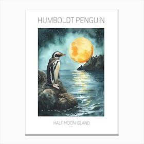 Humboldt Penguin Half Moon Island Watercolour Painting 1 Poster Canvas Print