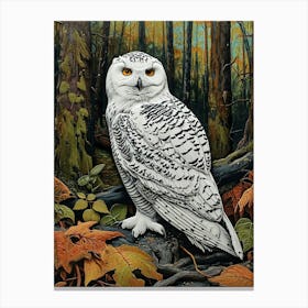 Snowy Owl Relief Illustration 3 Canvas Print