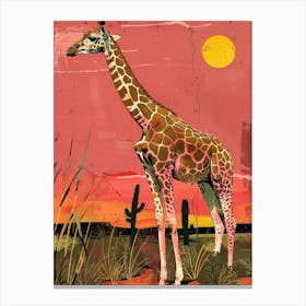 Giraffe At Sunset 4 Canvas Print