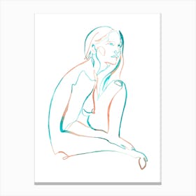 Daydreaming One Line Watercolor Canvas Print