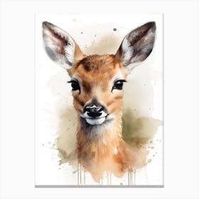 Baby Deer Watercolour Nursery 6 Canvas Print