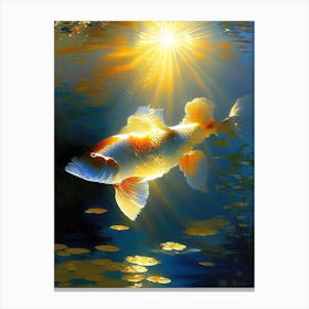 Hikari Moyo 1, Koi Fish Monet Style Classic Painting Canvas Print