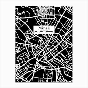 Map Of Minsk, Belarus — Hand-drawn map, vector black map Canvas Print