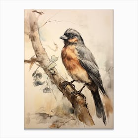 Storybook Animal Watercolour Raven 2 Canvas Print