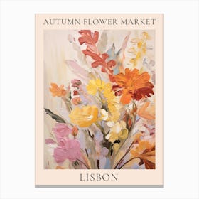 Autumn Flower Market Poster Lisbon Canvas Print