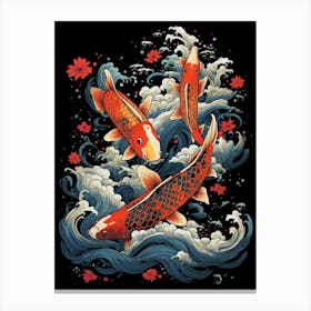 Koi Fish Japanese Style Illustration 7 Canvas Print