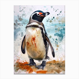 Humboldt Penguin Laurie Island Watercolour Painting 3 Canvas Print