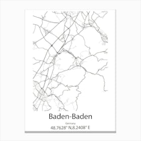 Baden Baden,Germany Minimalist Map Canvas Print