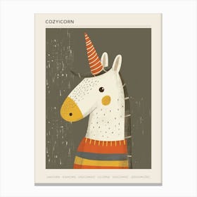 Unicorn In A Knitted Jumper Muted Pastels 2 Poster Canvas Print