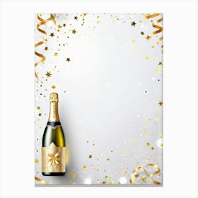 Champagne Bottle On A White Background Canvas Print