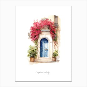 Cagliari, Italy   Mediterranean Doors Watercolour Painting 3 Poster Canvas Print