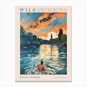 Wild Swimming At River Thames Oxfordshire 2 Poster Canvas Print