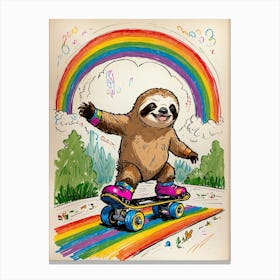 Rainbow Sloth Canvas Print
