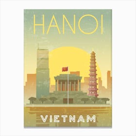Hanoi, Vietnam — Retro travel minimalist poster Canvas Print