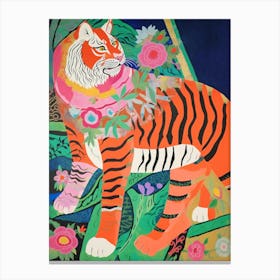 Maximalist Animal Painting Siberian Tiger 1 Canvas Print