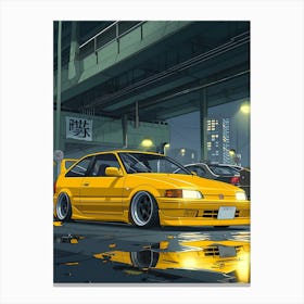 Yellow Honda Civic Canvas Print