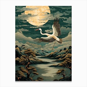 Asian Crane In Flight Canvas Print