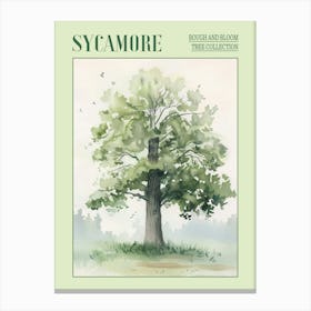Sycamore Tree Atmospheric Watercolour Painting 1 Poster Canvas Print