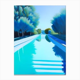 Lanes In Swimming Pool Landscapes Waterscape Marble Acrylic Painting 1 Canvas Print