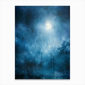 Abstract Grunge Pattern Backlit By A Luminous Moon Cutting Through A Foggy Night Sky Texture Palpa (1) Canvas Print