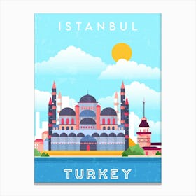 Istanbul, Turkey — Retro travel minimalist poster 2 Canvas Print