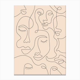 Line Drawing Of Faces Canvas Print