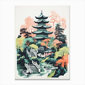 Portland Japanese Gardens Abstract Riso Style 4 Canvas Print