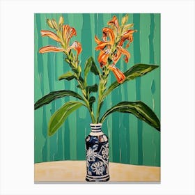 Flowers In A Vase Still Life Painting Kangaroo Paw 1 Canvas Print