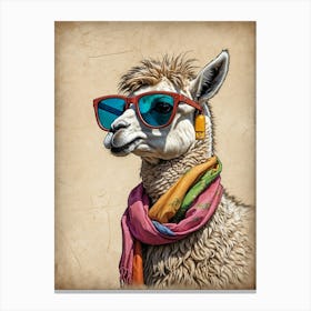 Llama Wearing Sunglasses Canvas Print