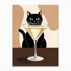 Black Cat In A Martini Glass Canvas Print