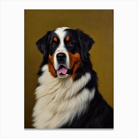 Bernese Mountain Dog Renaissance Portrait Oil Painting Canvas Print