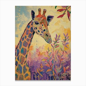 Lilac Giraffe Watercolour Style Illustration 4 Canvas Print